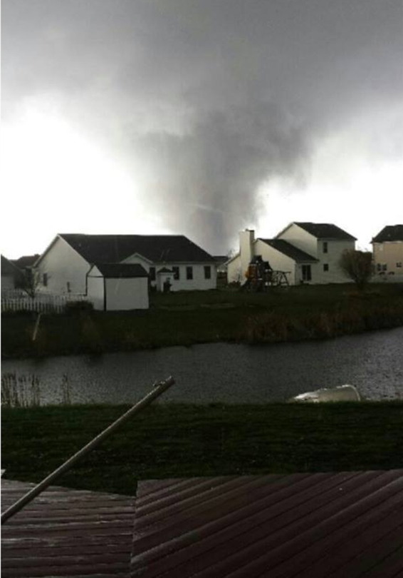Tornado photographed near Washington Illinois by Karen a resident.