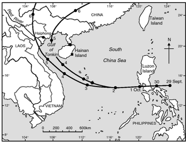 Path of the Tongking Typhoon